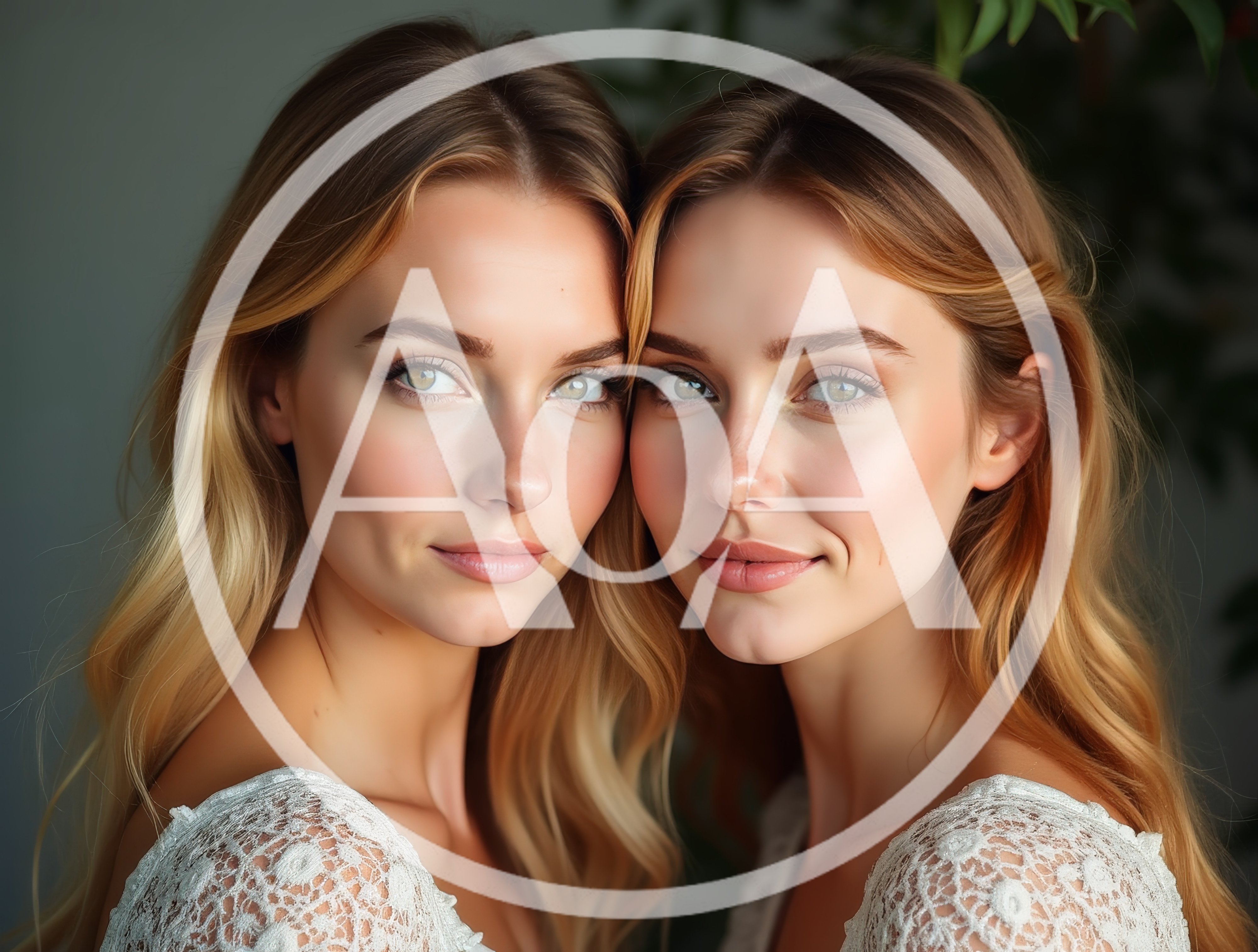 Portrait Of Two Identical Twin Sisters
