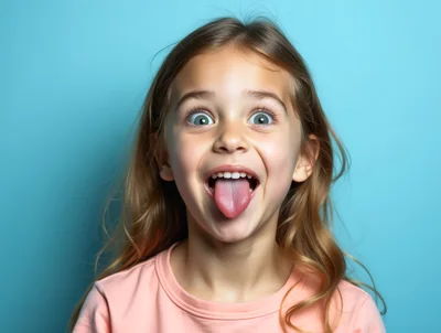 Young Girl Making A Silly Face With Tongue Out