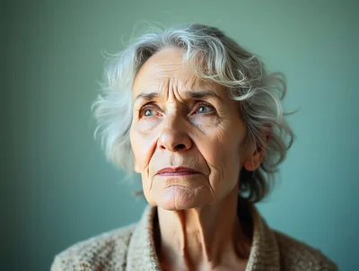 Portrait Of An Elderly Woman With A Thoughtful Expression