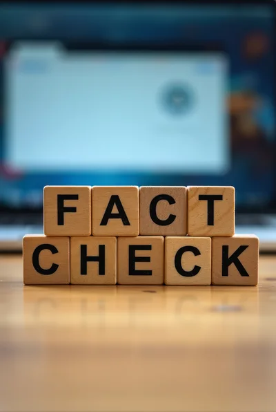 Wooden Blocks Spelling Fact Check on Desk