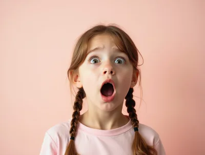 Surprised Young Girl With Braided Hair