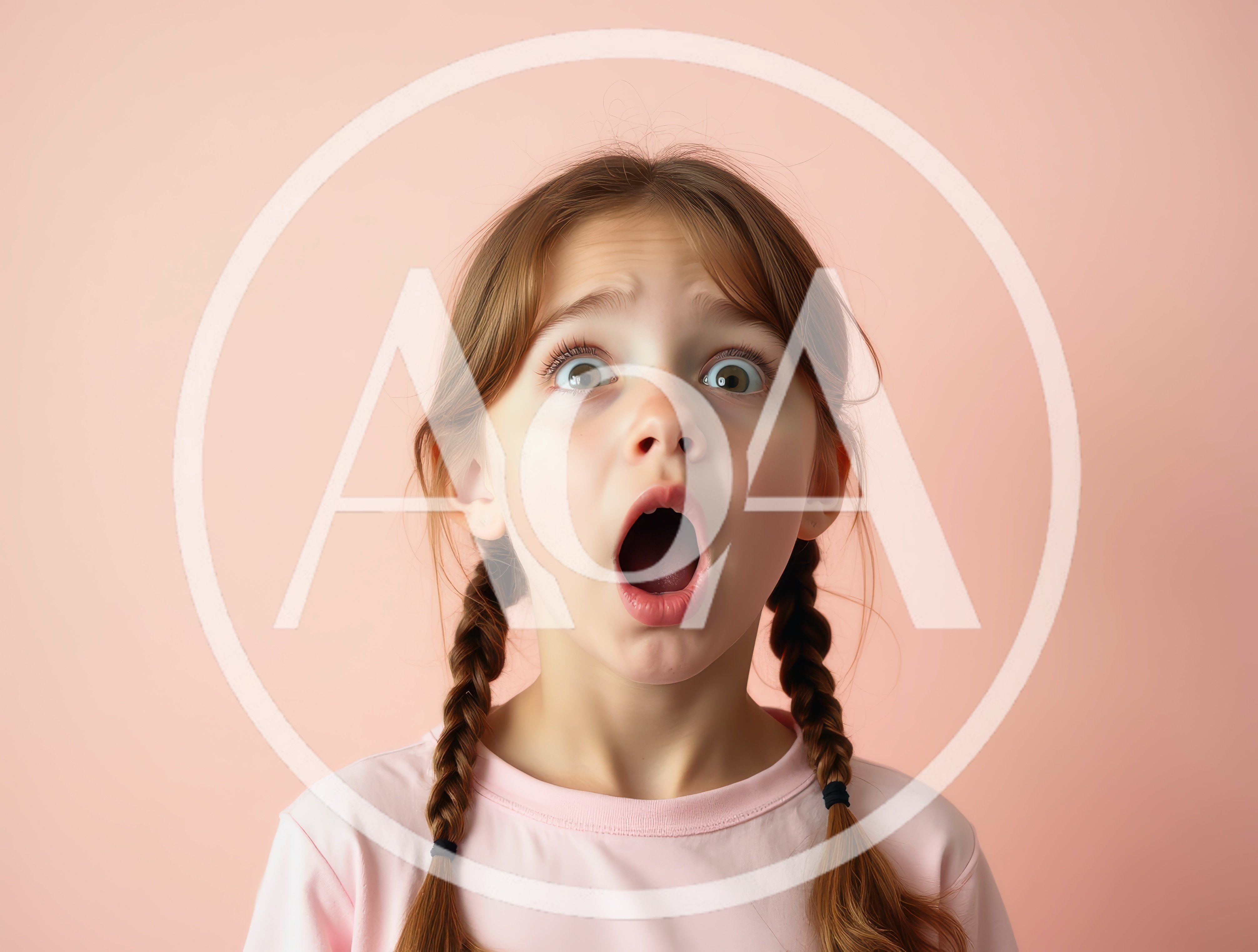 Surprised Young Girl With Braided Hair