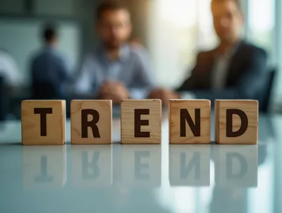 Wooden Blocks Spelling Trend on Office Table