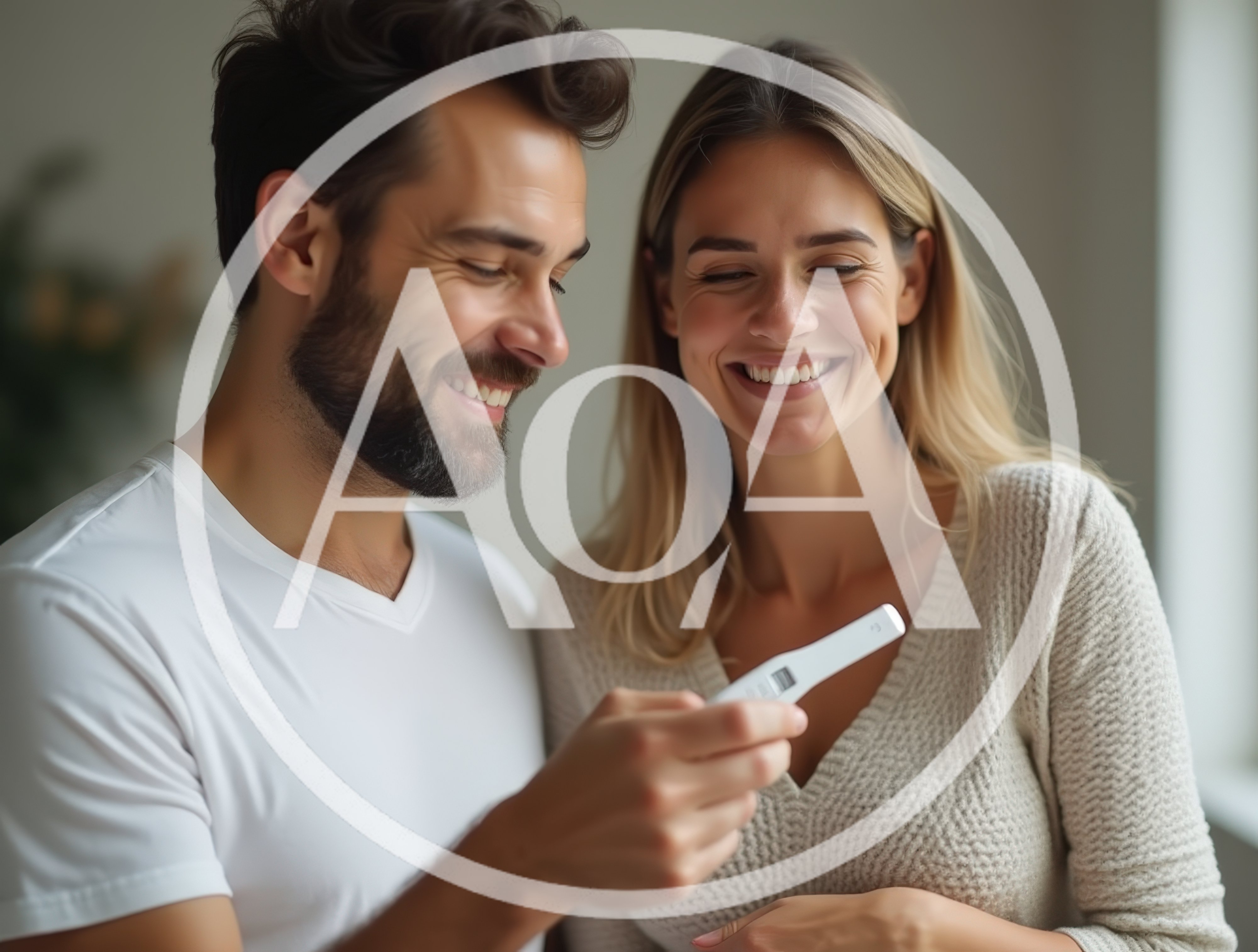 Happy Couple Celebrating Positive Pregnancy Test Result