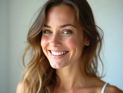 Portrait Of A Smiling Young Woman With Natural Makeup