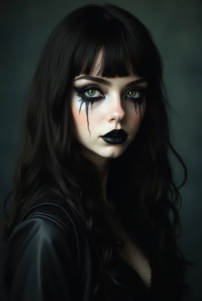 Portrait Of A Young Woman With Gothic Makeup