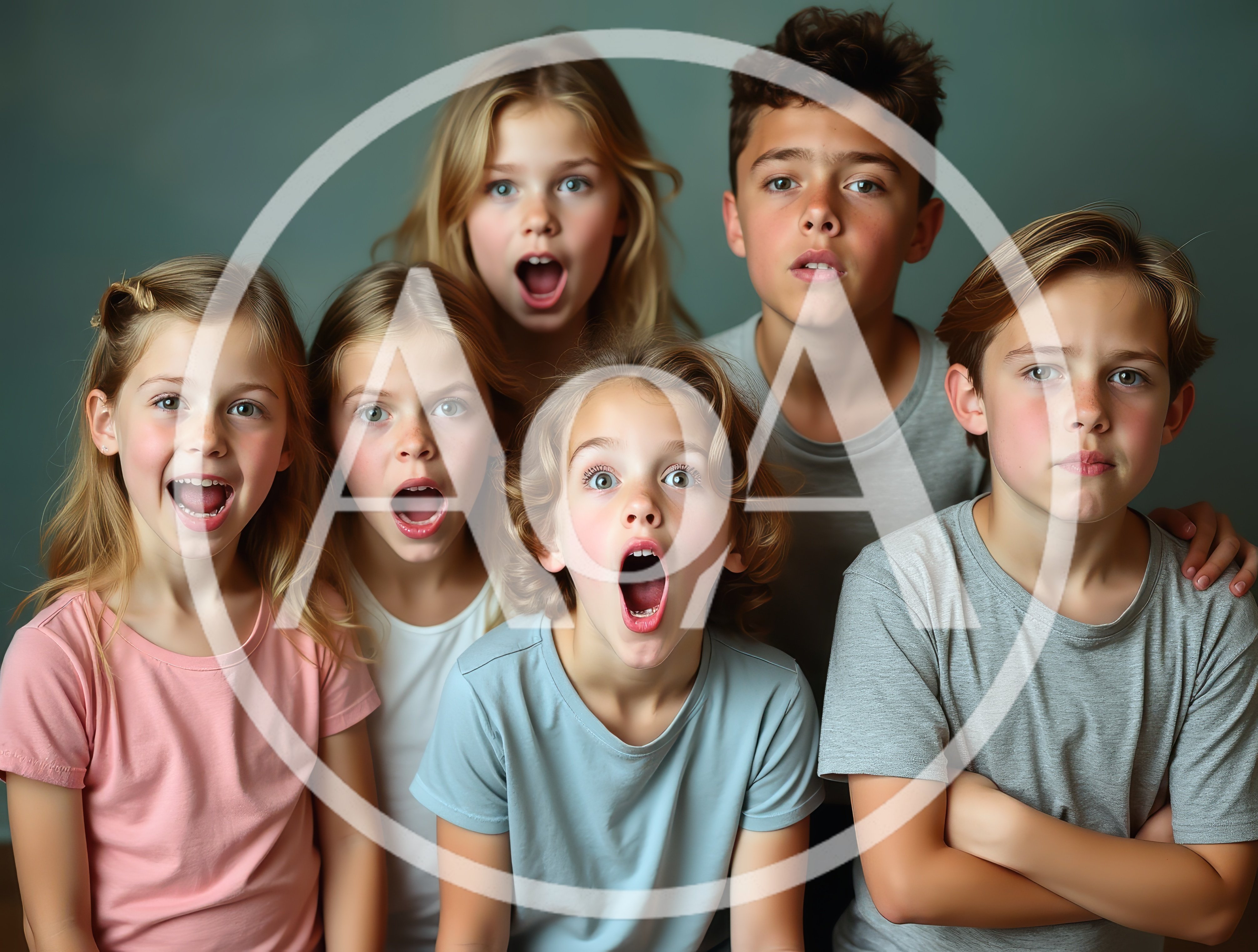 Group Of Children Expressing Shock And Surprise