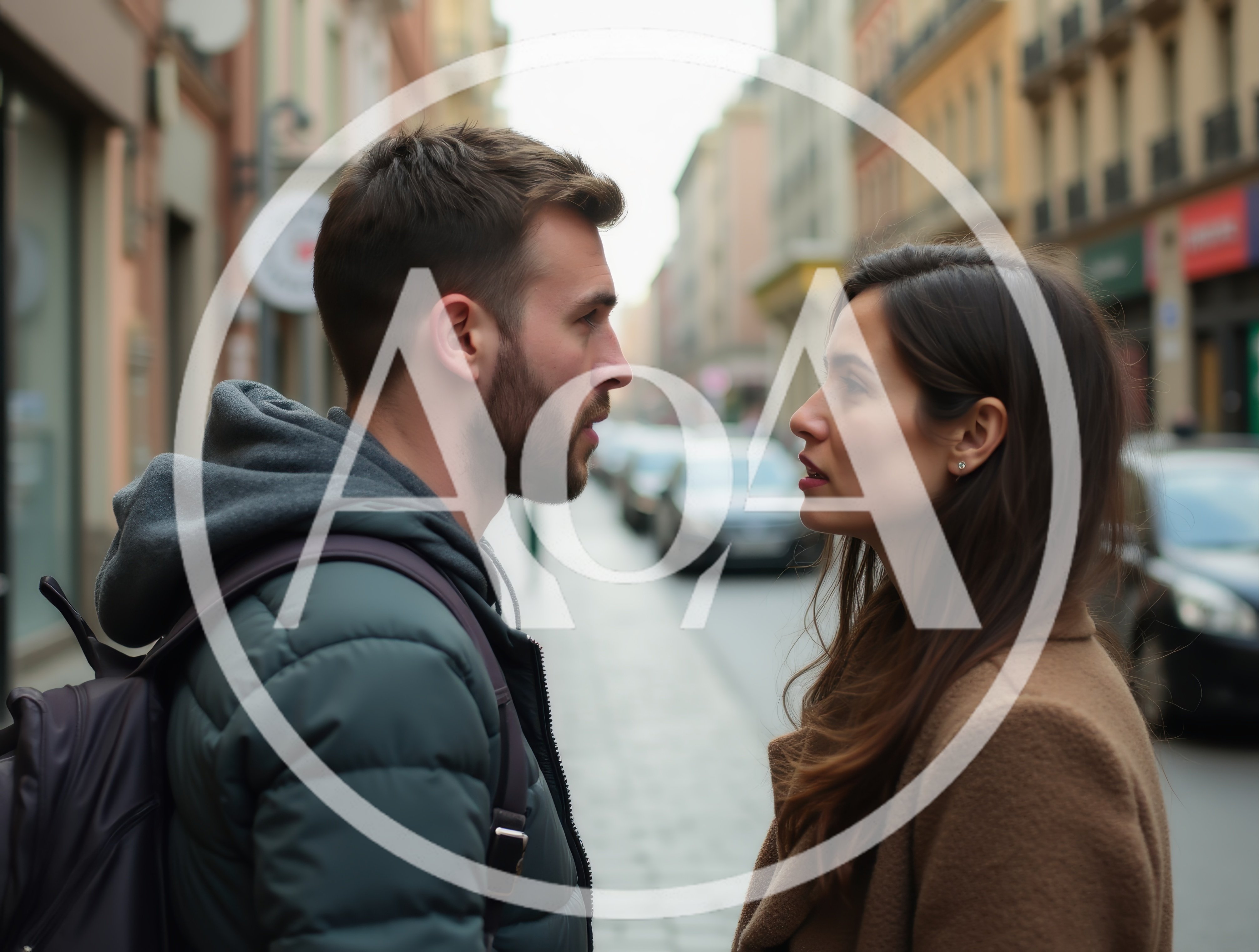 Young Couple Having A Serious Conversation On City Street