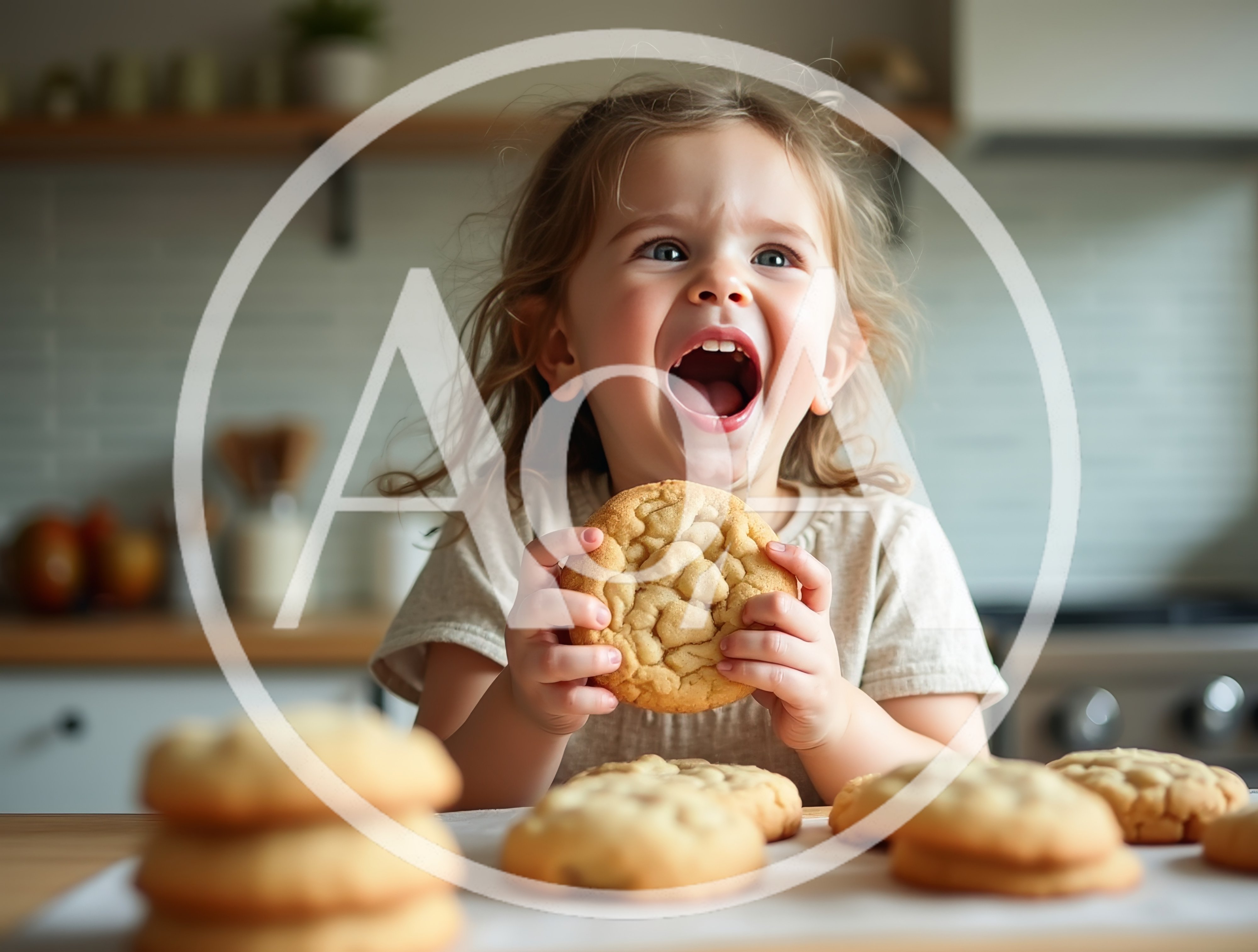 Excited Toddler Holding A Freshly Baked Cookie