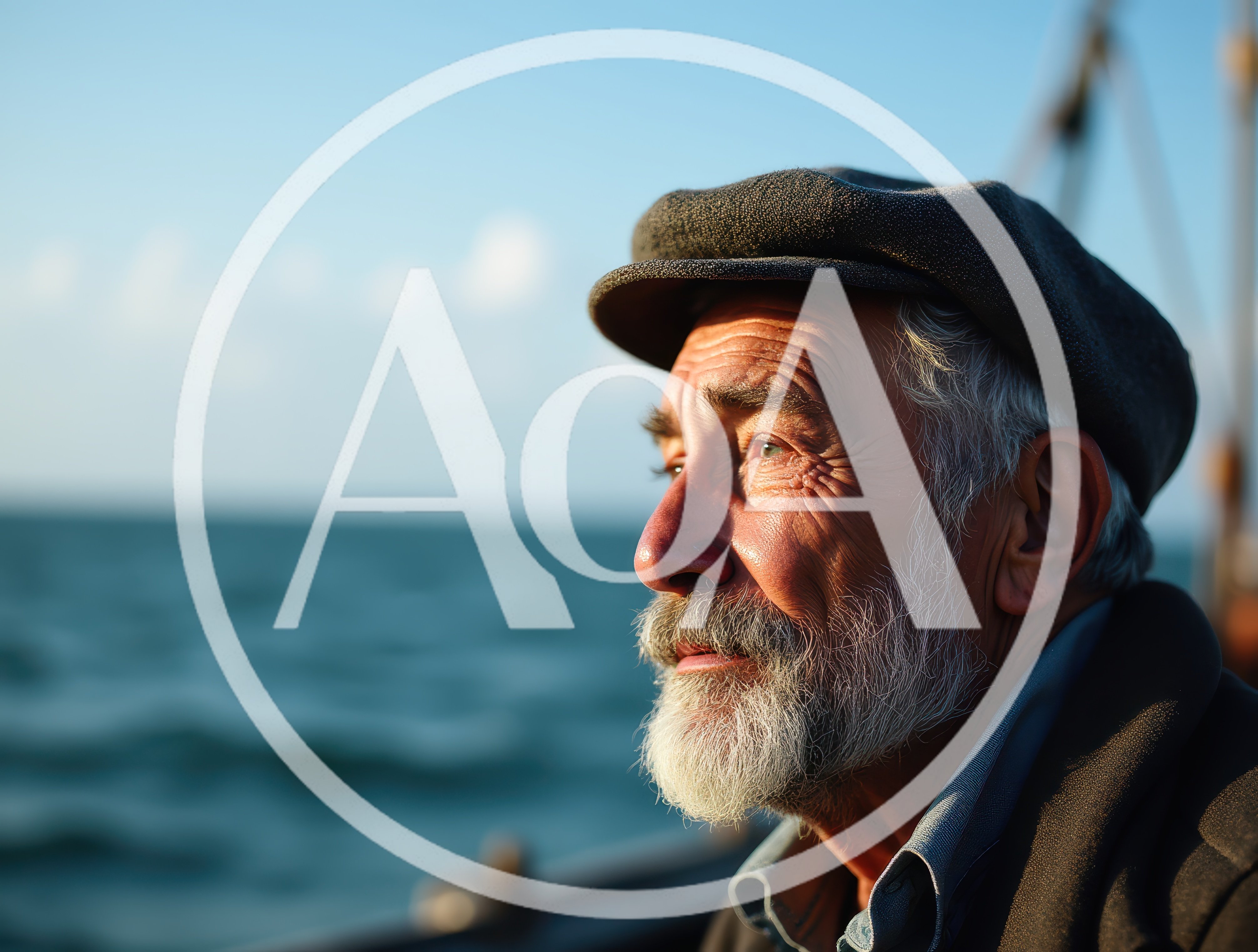 Elderly Fisherman Looking Out To Sea