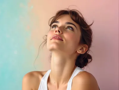 Portrait Of A Young Woman Looking Upwards