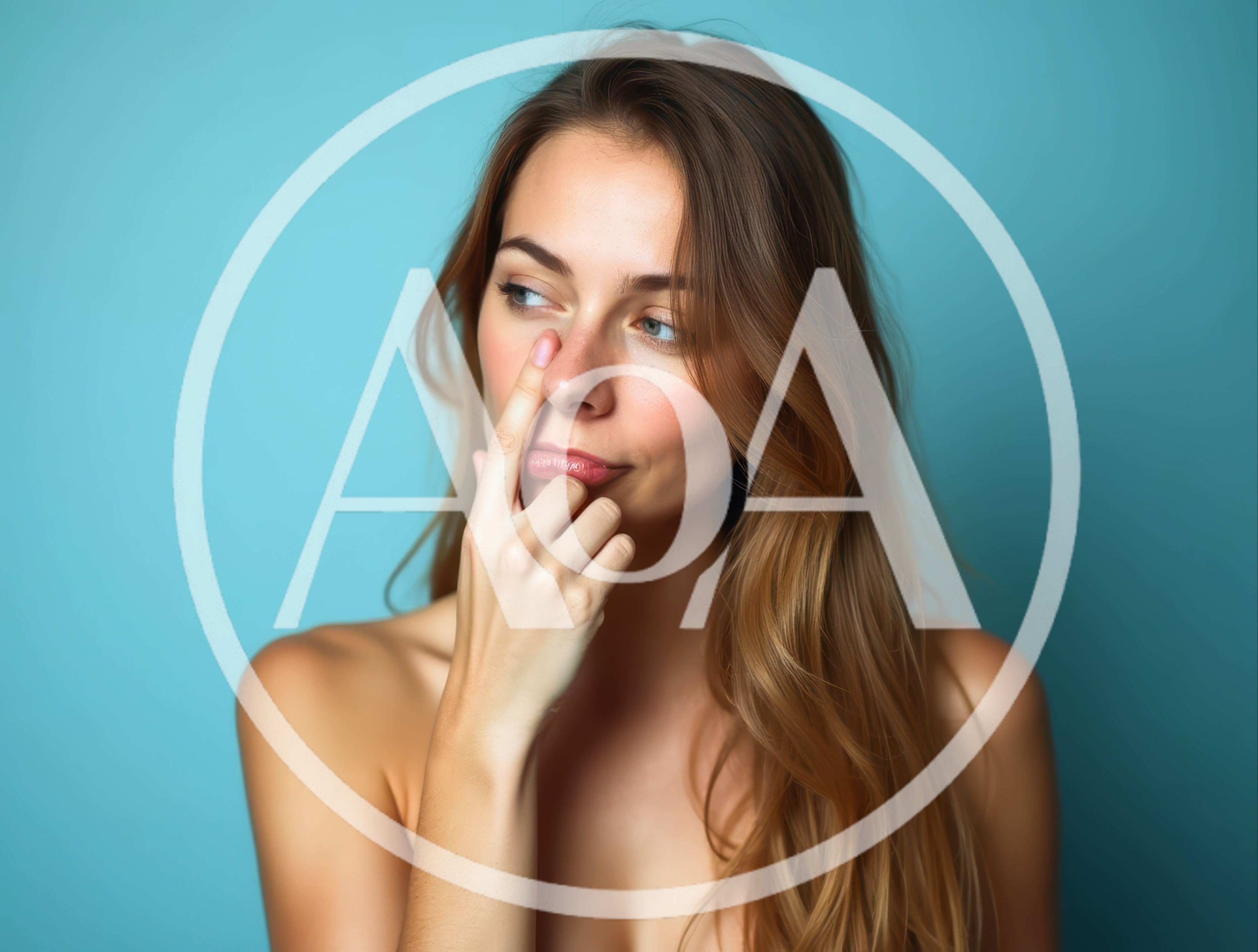 Young Woman Touching Her Nose Against Blue Background