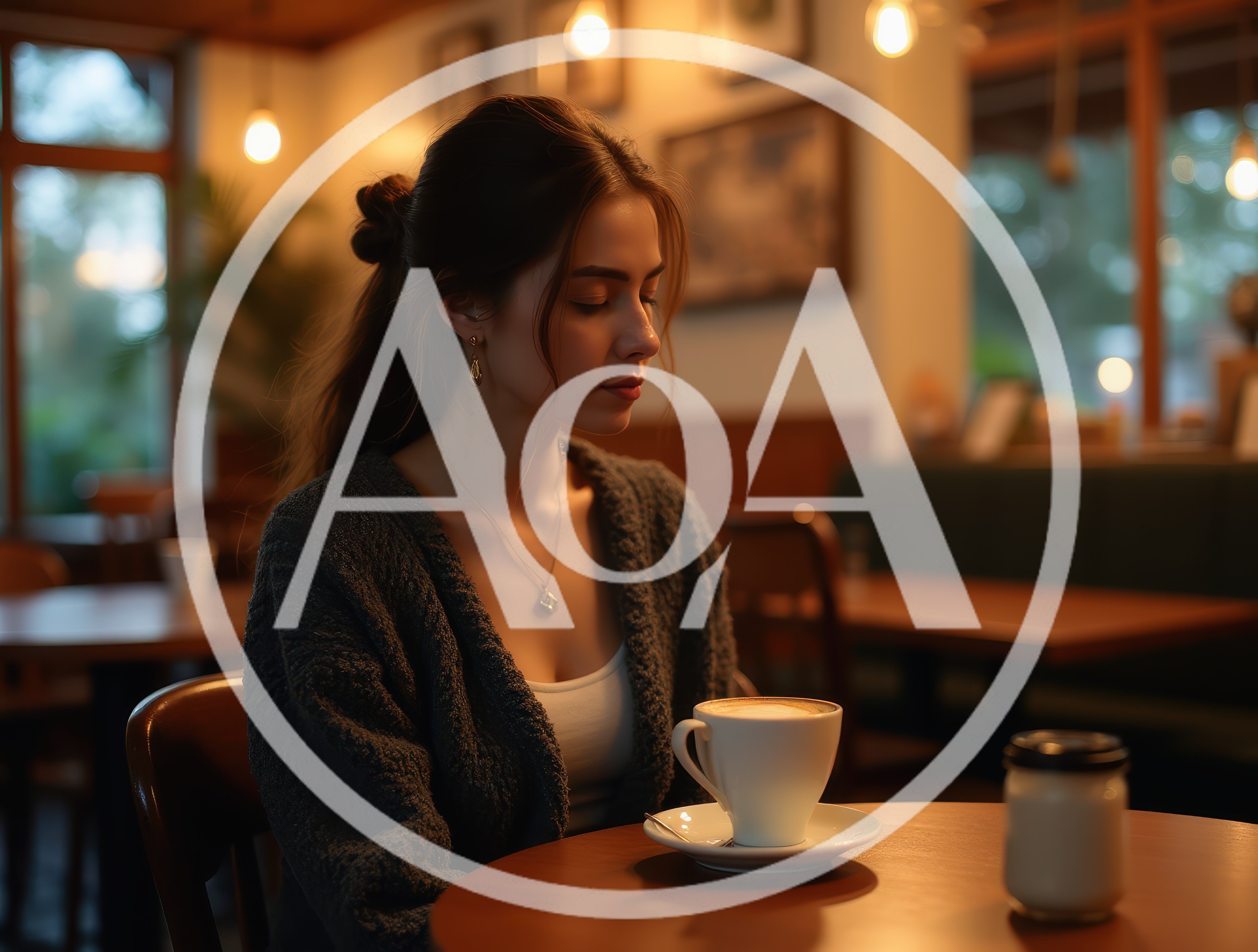 Young Woman Sitting Alone With Coffee In A Cafe