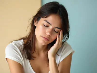 Young Woman Suffering From A Migraine Headache