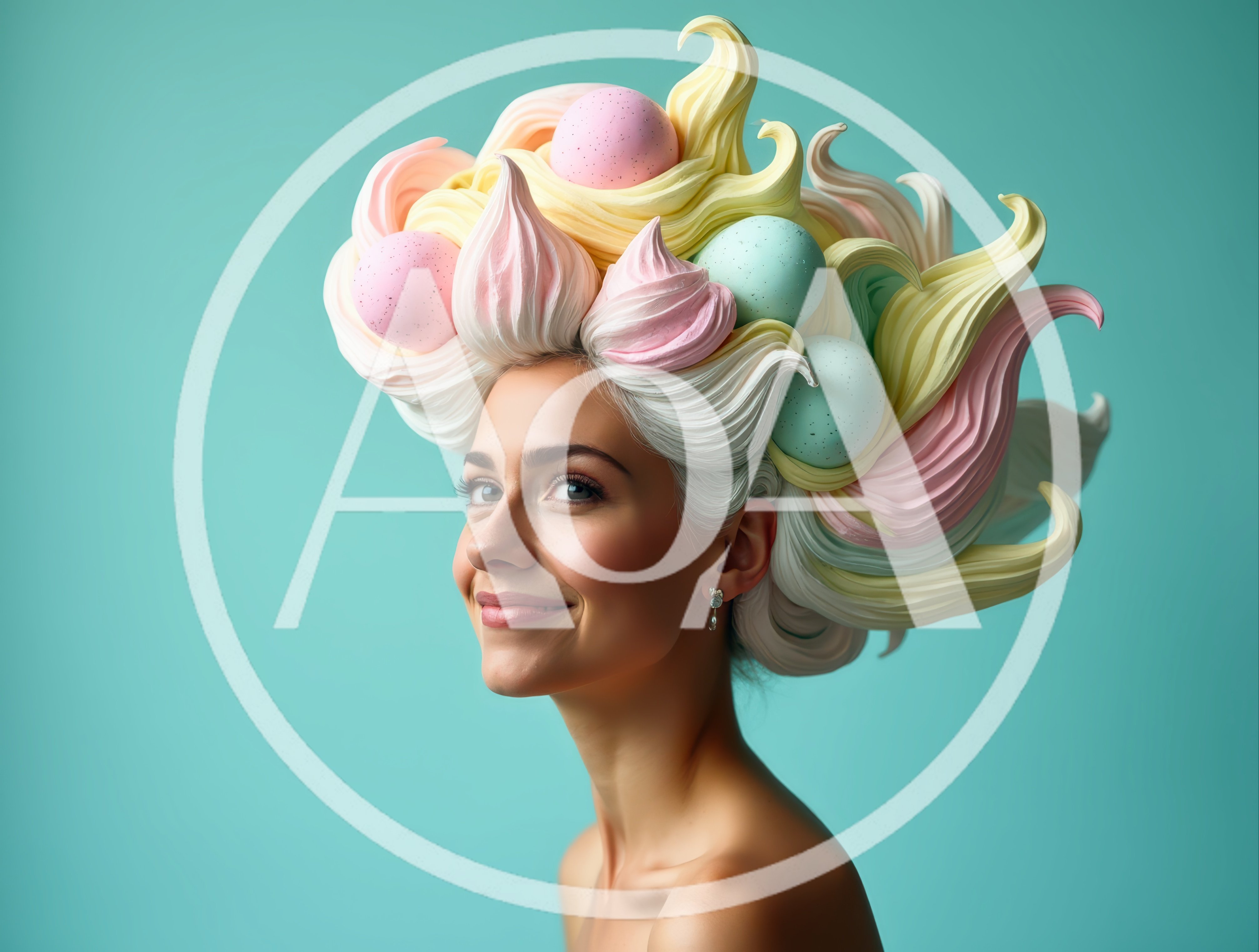 Woman With Pastel Meringue And Easter Egg Hairstyle