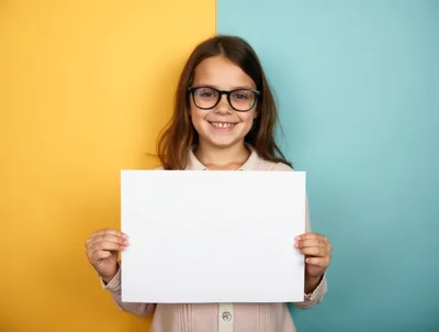 Young Girl Holding Blank White Sign