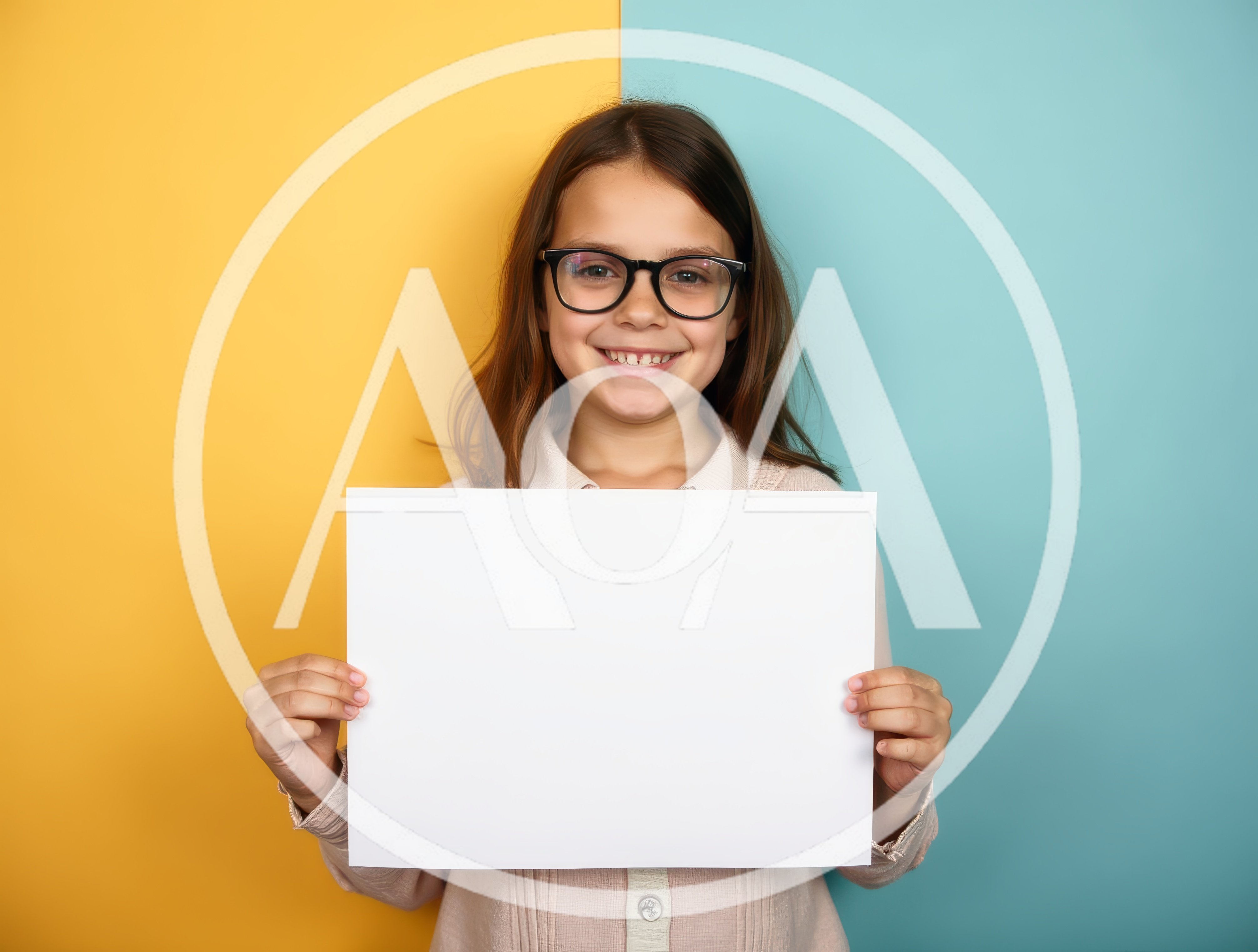 Young Girl Holding Blank White Sign