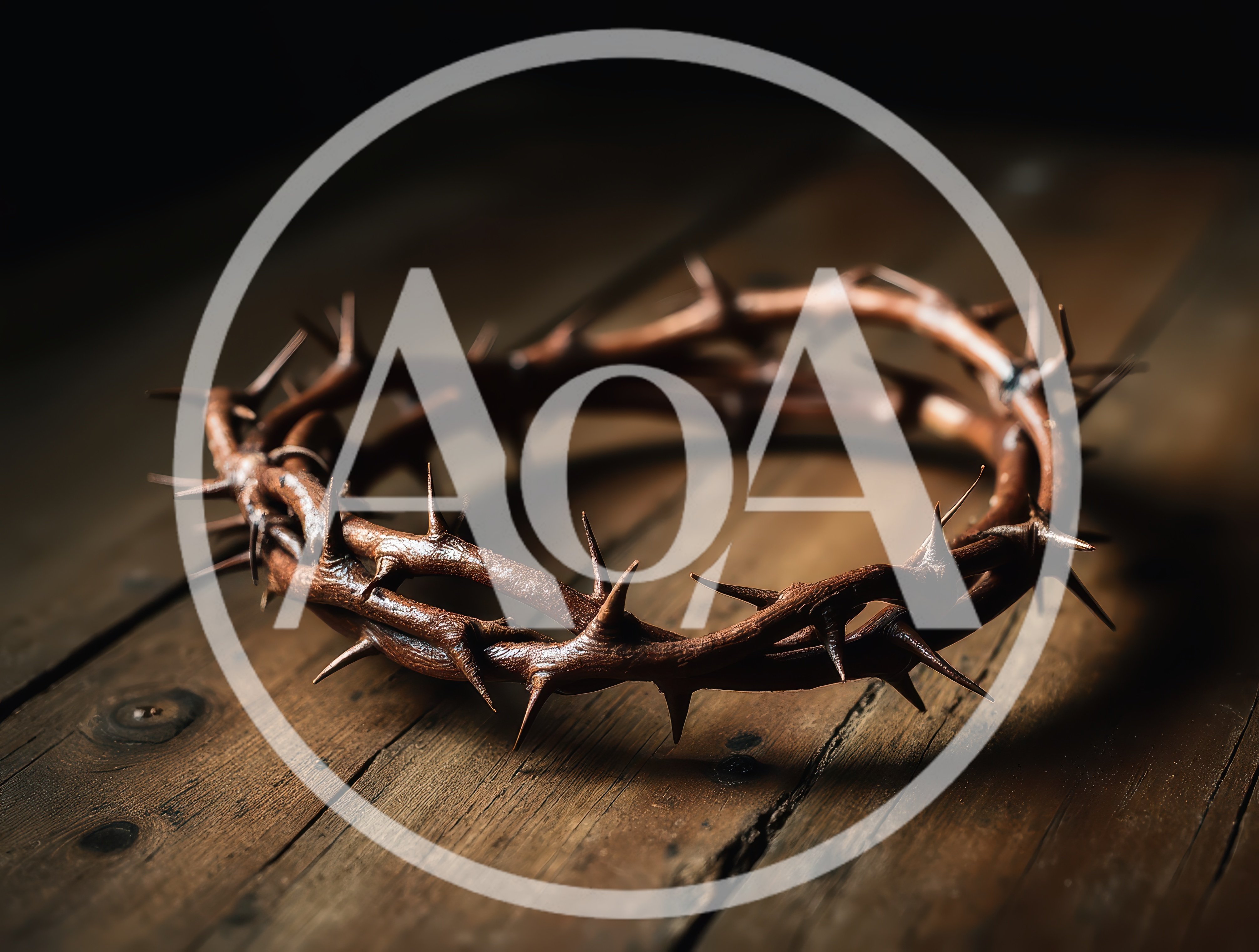 Crown Of Thorns Resting On A Wooden Surface