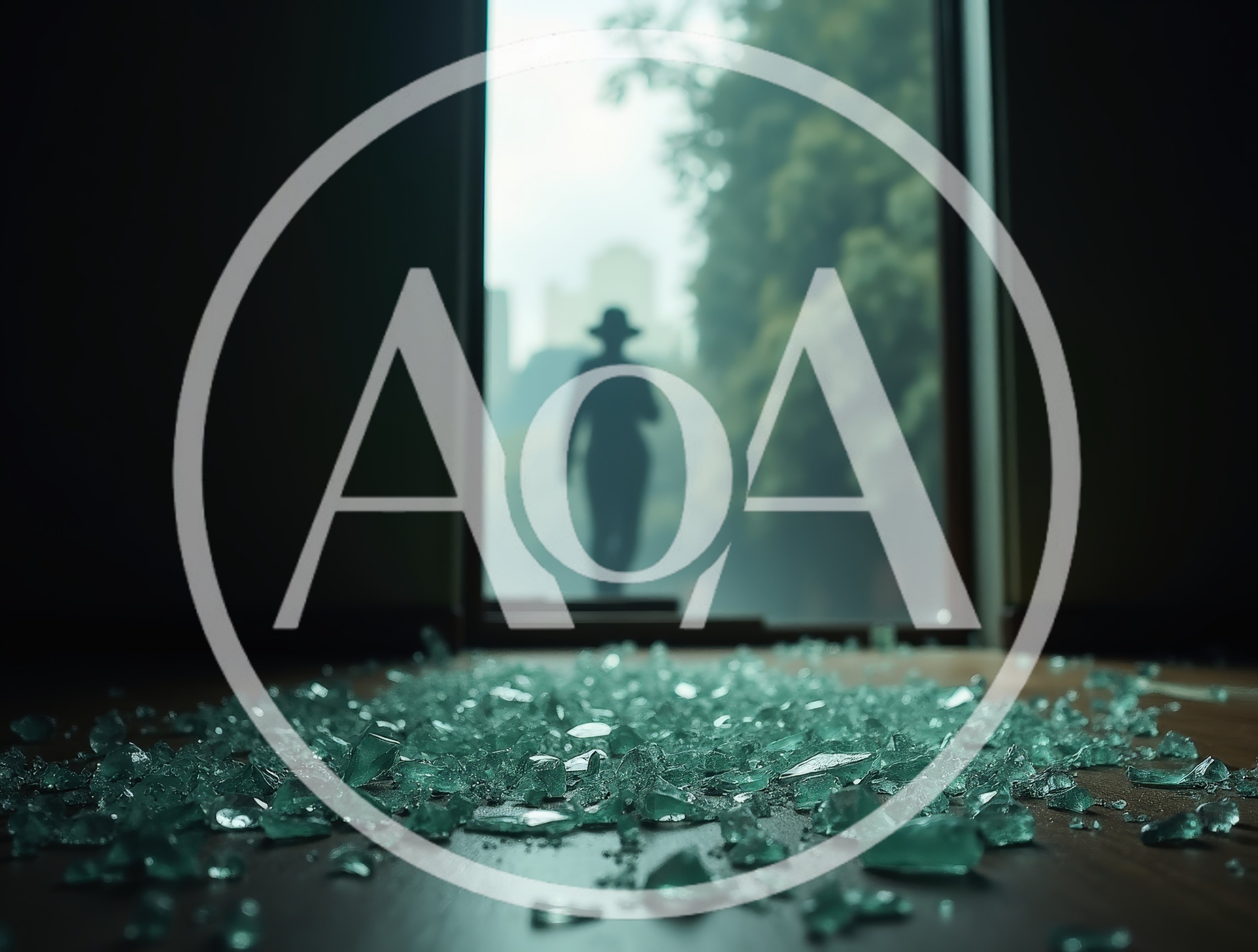 Silhouette Of A Person Standing Outside Broken Glass