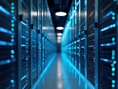 Modern Data Center Server Room Corridor