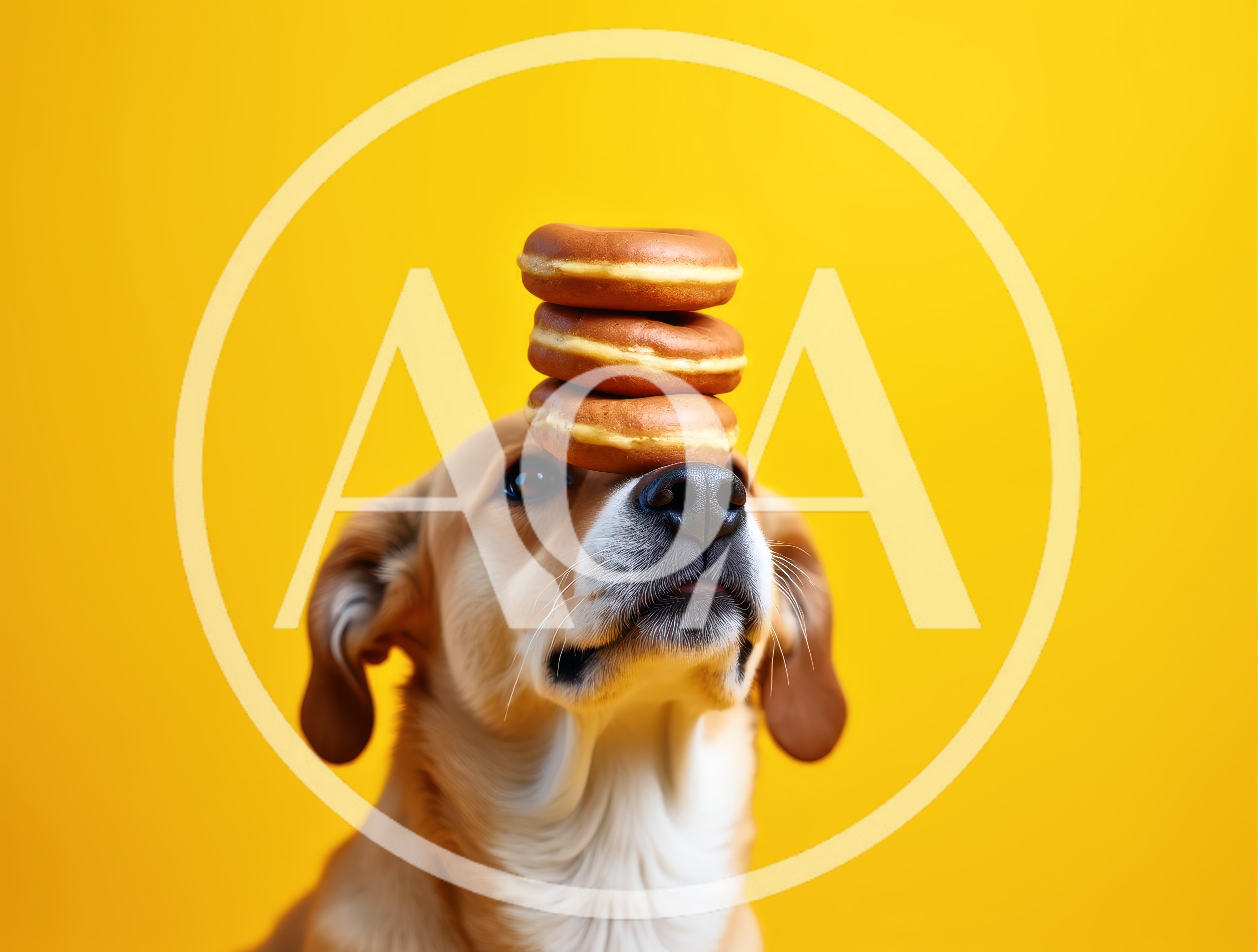 Dog Balancing Three Donuts On Its Head