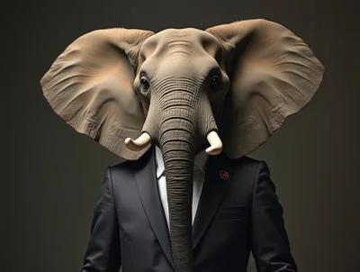 Anthropomorphic Elephant Wearing A Formal Business Suit