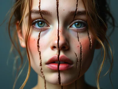 Surreal Portrait Of A Woman With Cracked Skin