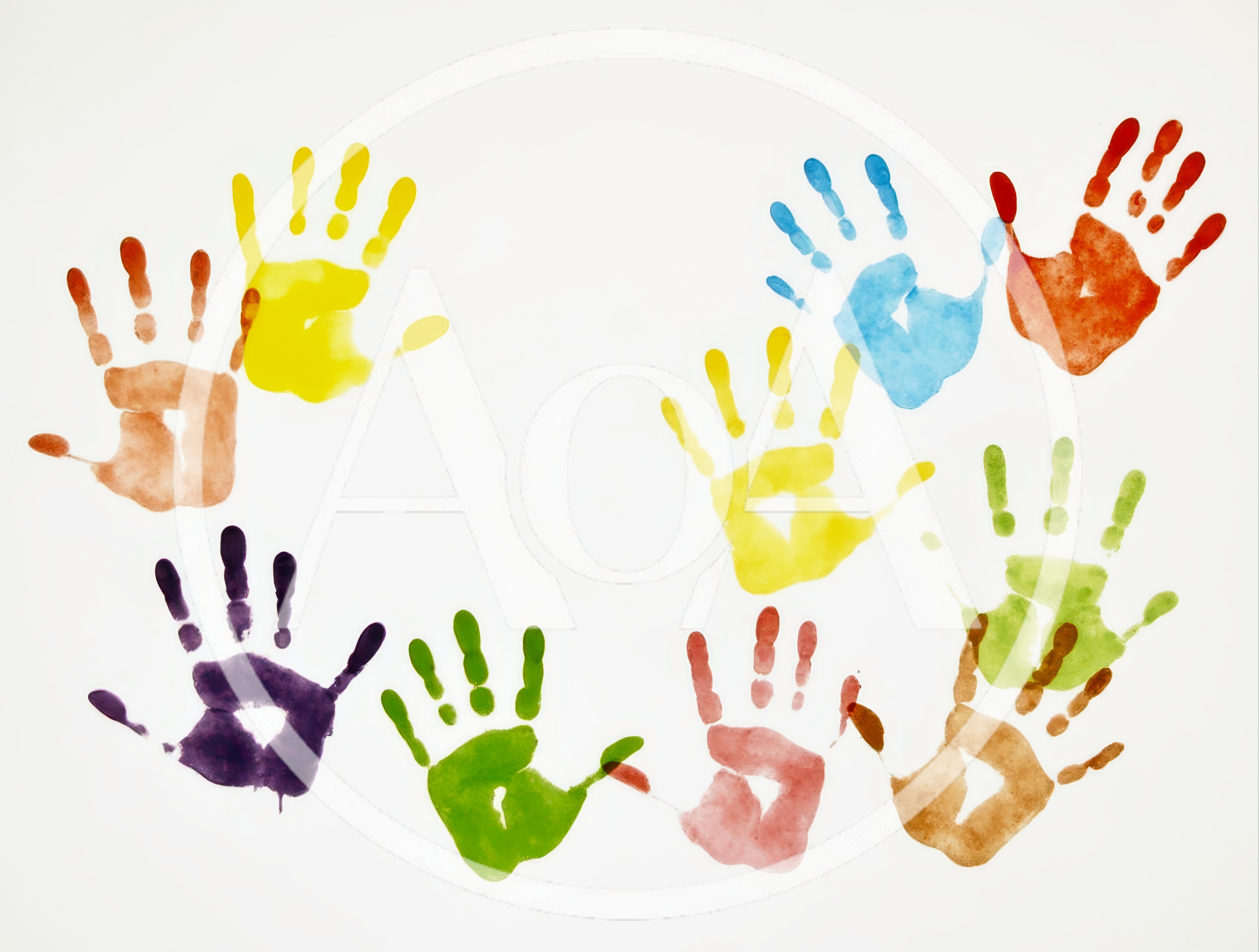 Colorful Handprints On White Background