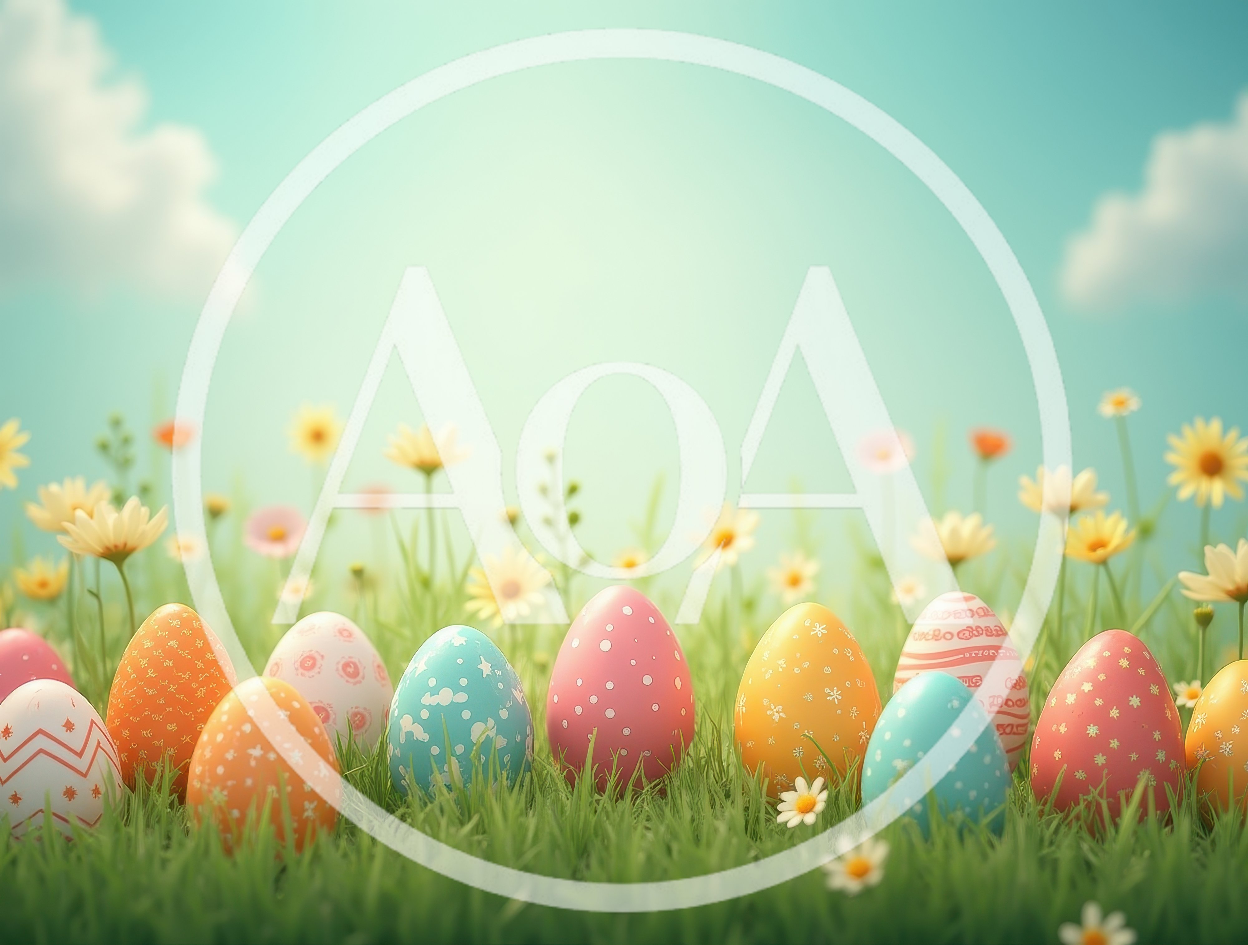 Colorful Easter Eggs In A Sunny Spring Meadow