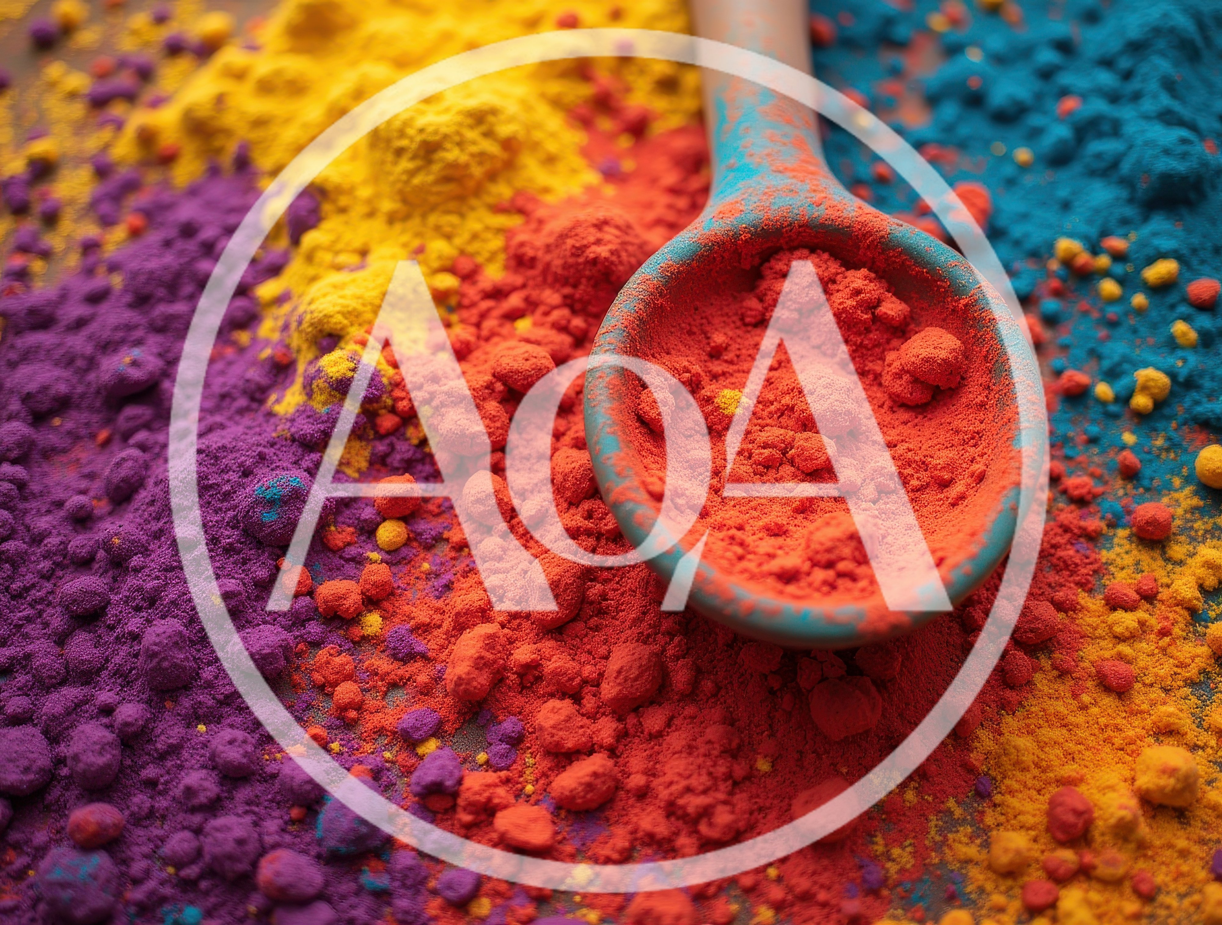 Vibrant Holi Festival Colored Powder In A Wooden Spoon