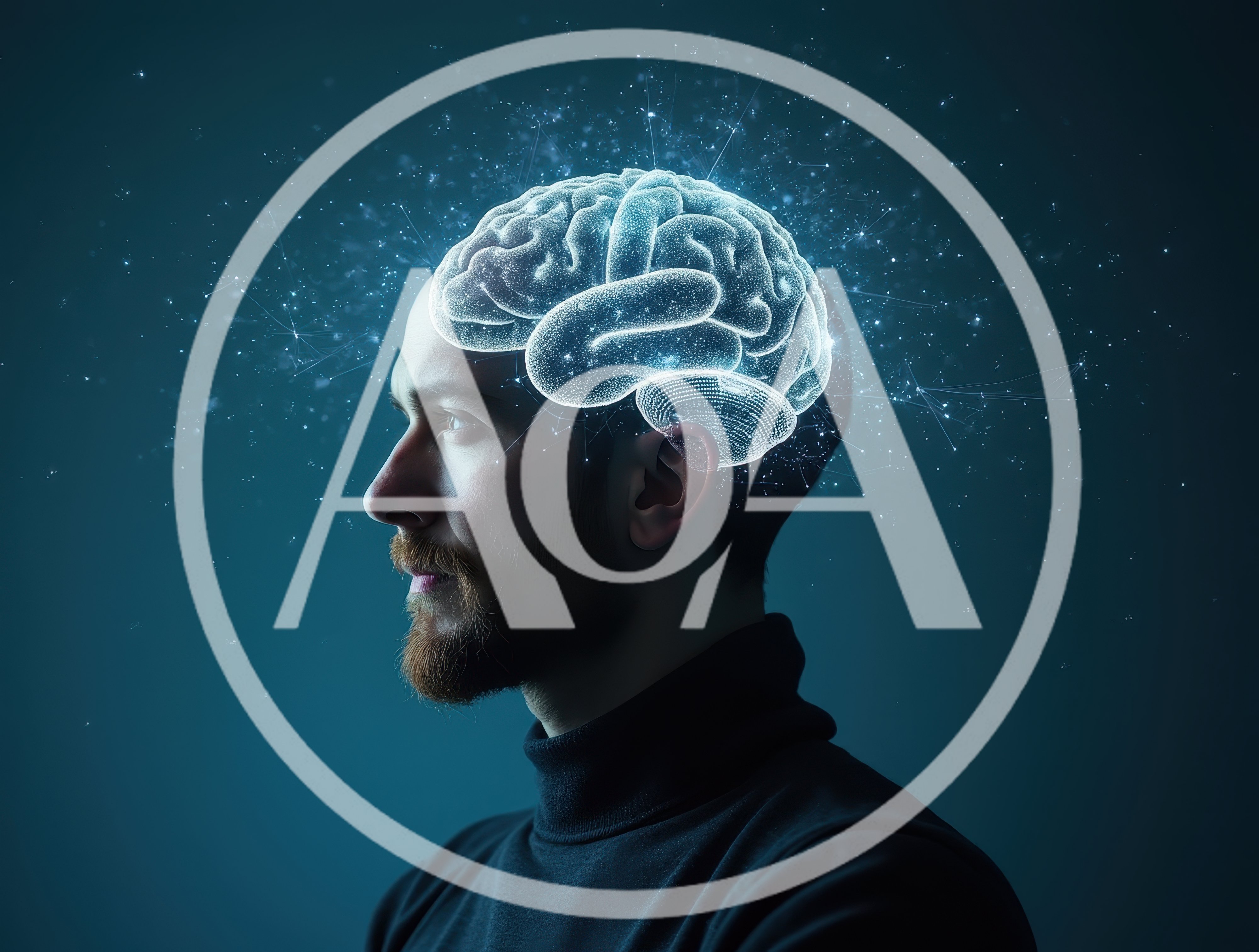 Man With Digital Holographic Brain Visualization