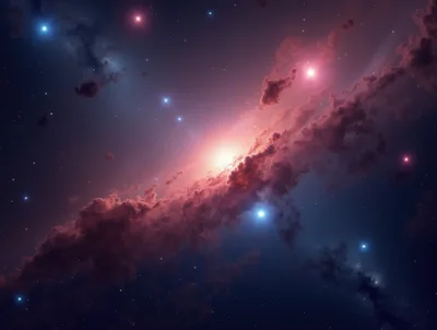 Cosmic Nebula With Glowing Stars In Deep Space