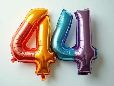 Metallic Foil Number Forty Four Balloons
