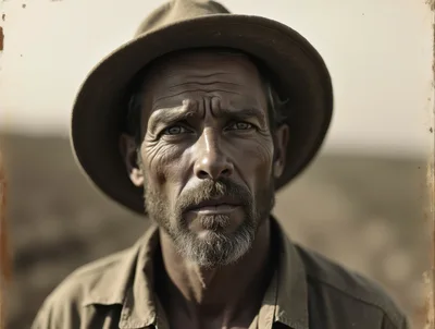 Portrait Of A Weathered Man In A Fedora