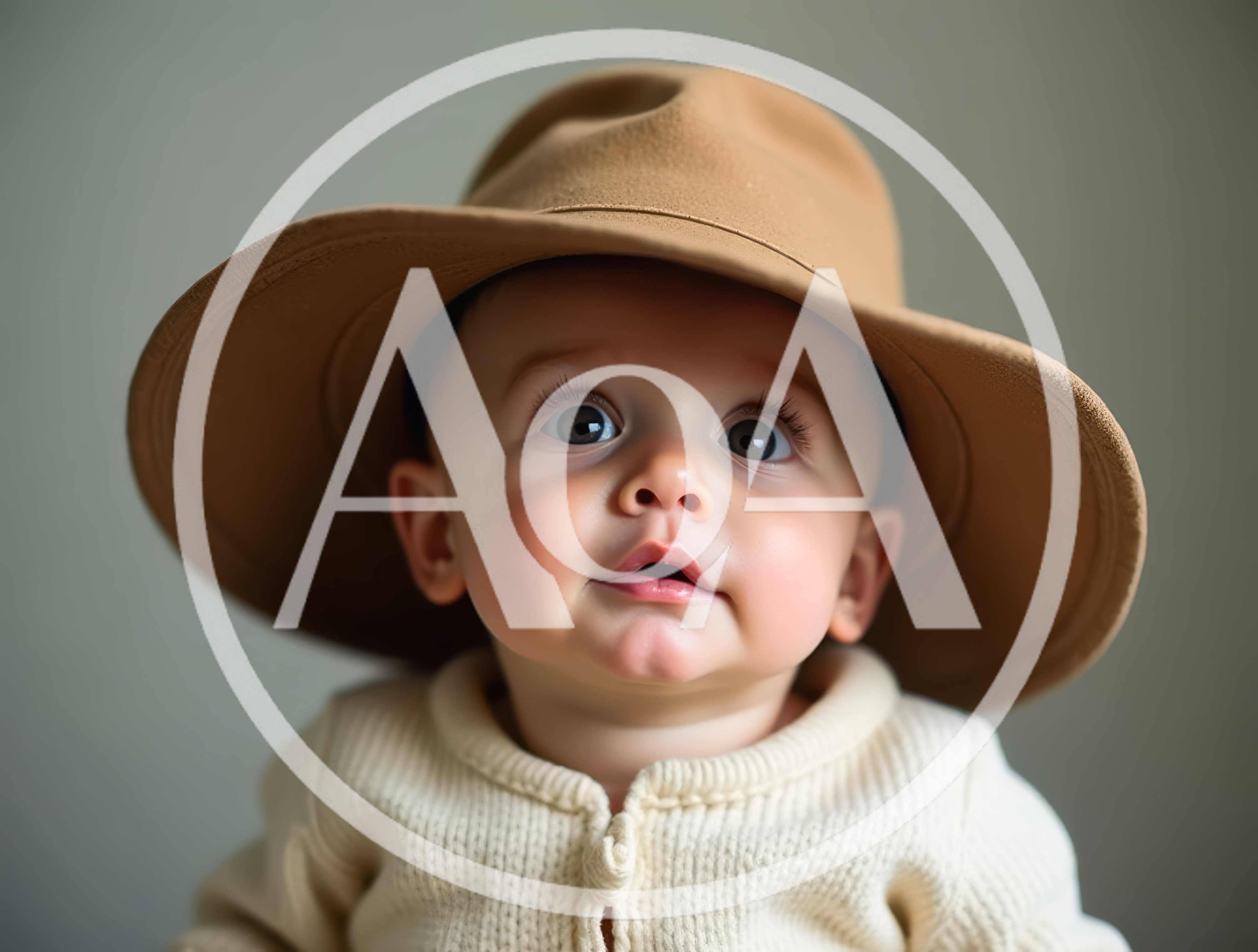 Adorable Baby Wearing A Large Brown Fedora Hat