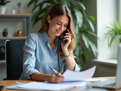 Professional Woman Talking On Phone In Office