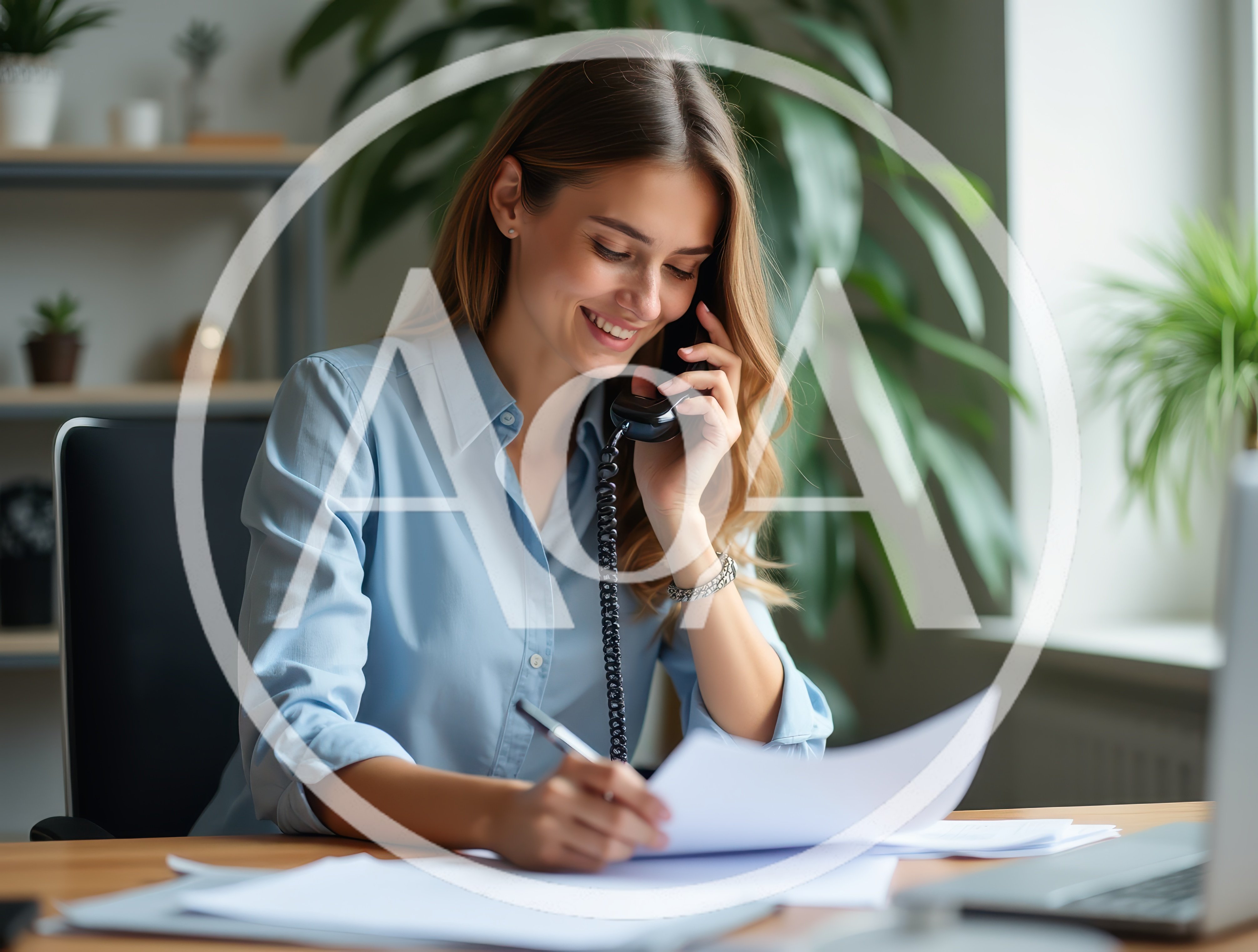 Professional Woman Talking On Phone In Office