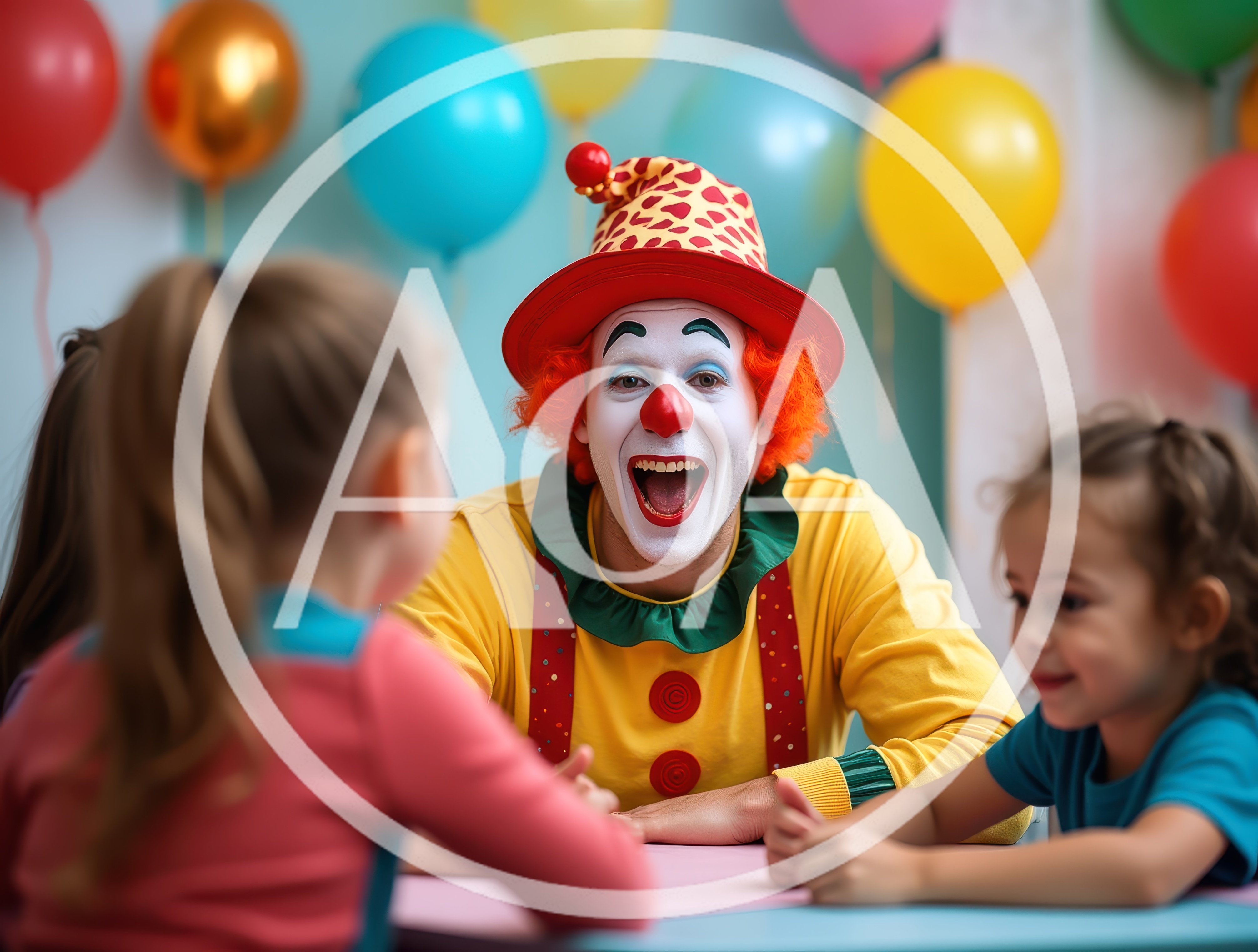 Clown Entertaining Children at a Birthday Party