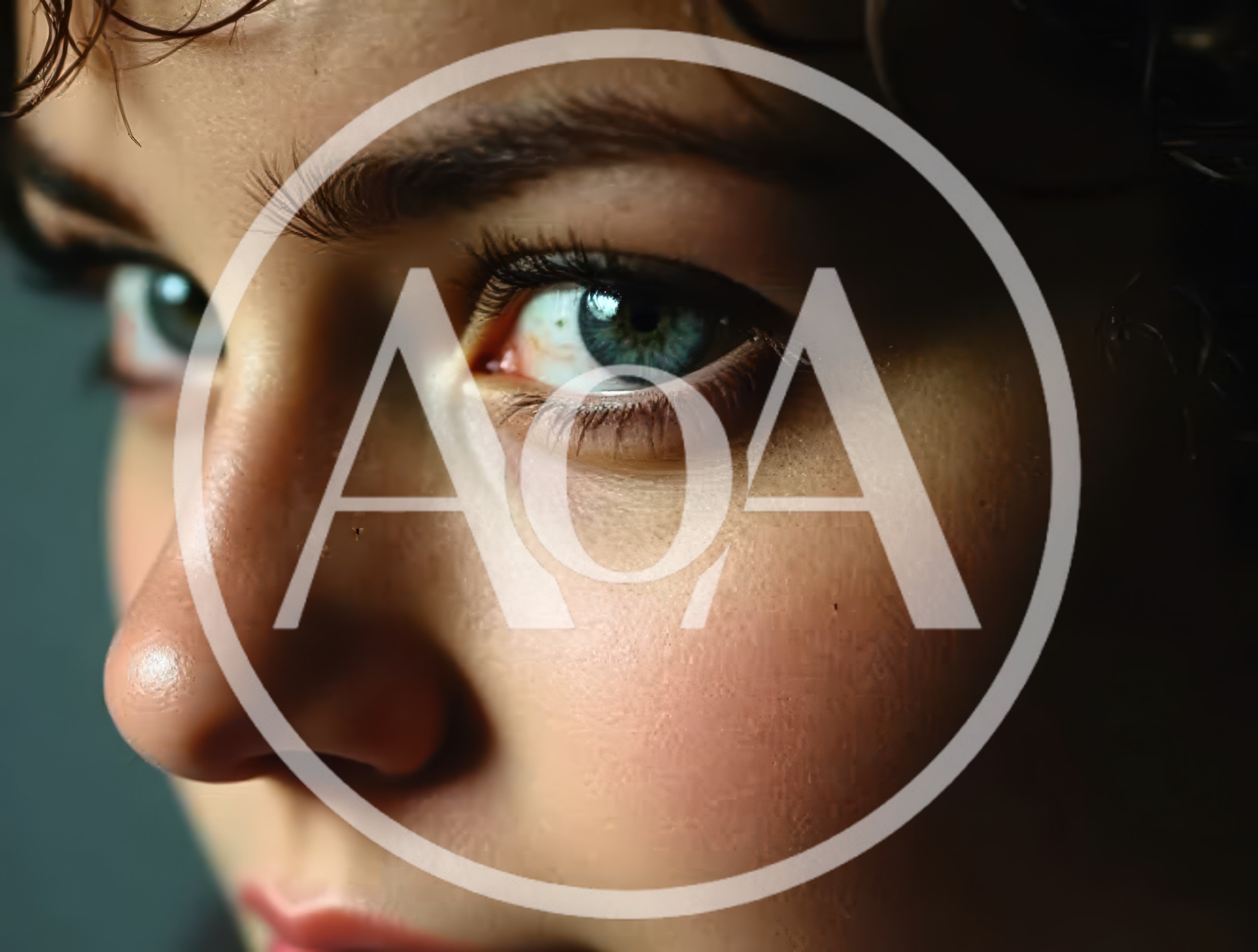 Close Up Portrait Of A Young Woman With Blue Eyes