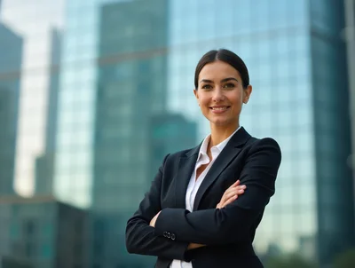 Professional Businesswoman Standing With Arms Crossed In City