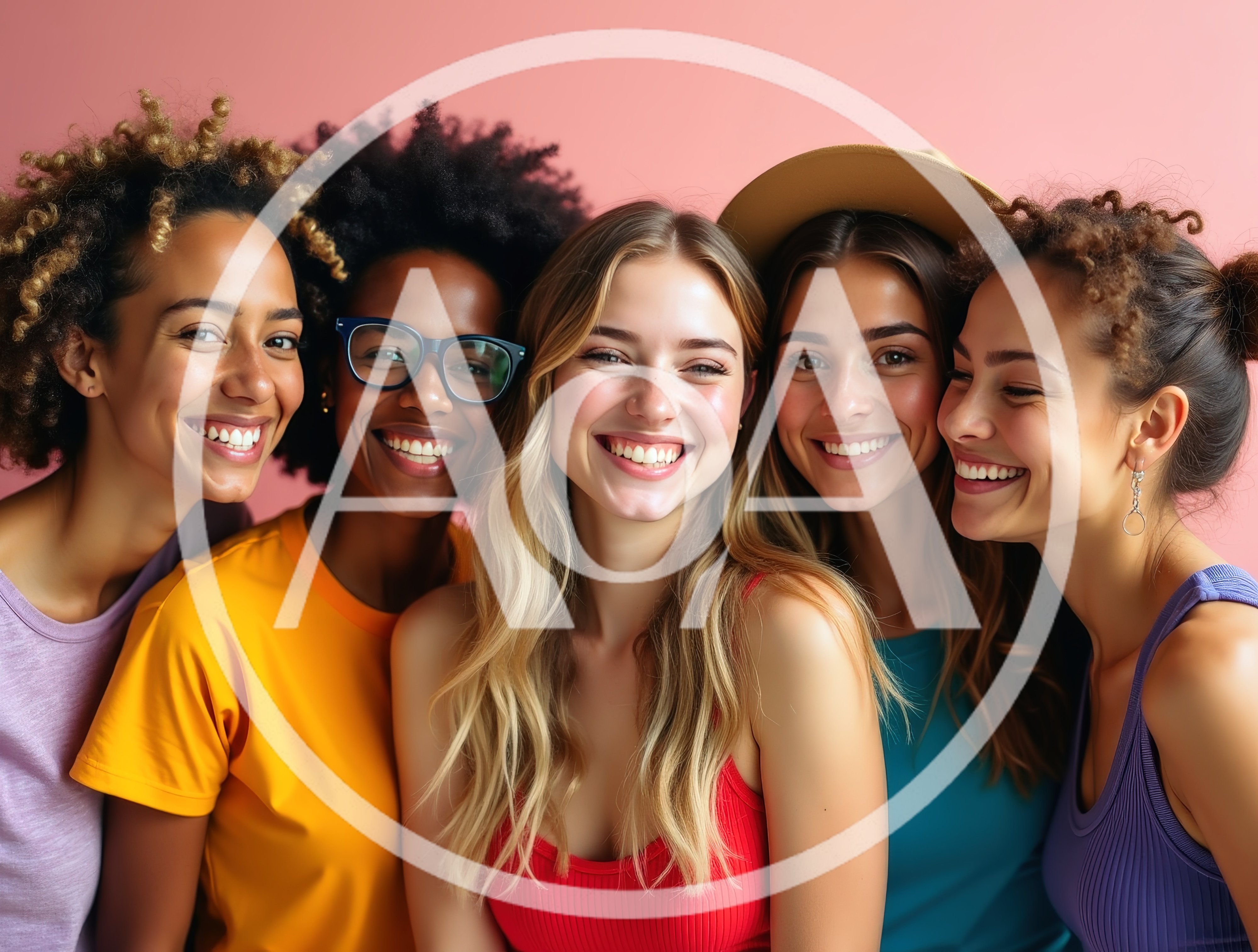 Diverse Group Of Five Smiling Young Women