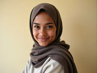 Portrait Of A Smiling Young Woman Wearing A Hijab