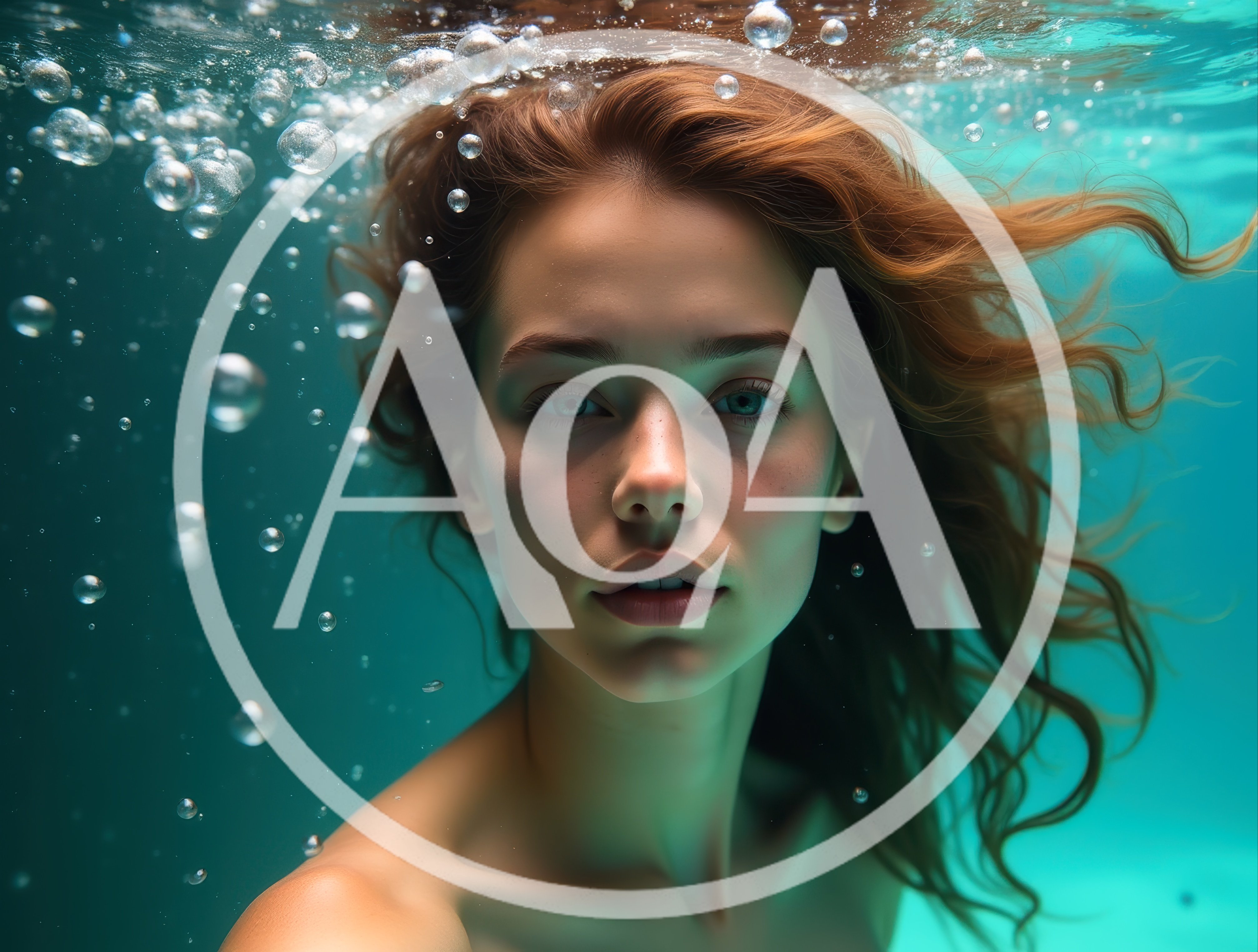 Young Woman Swimming Underwater With Bubbles