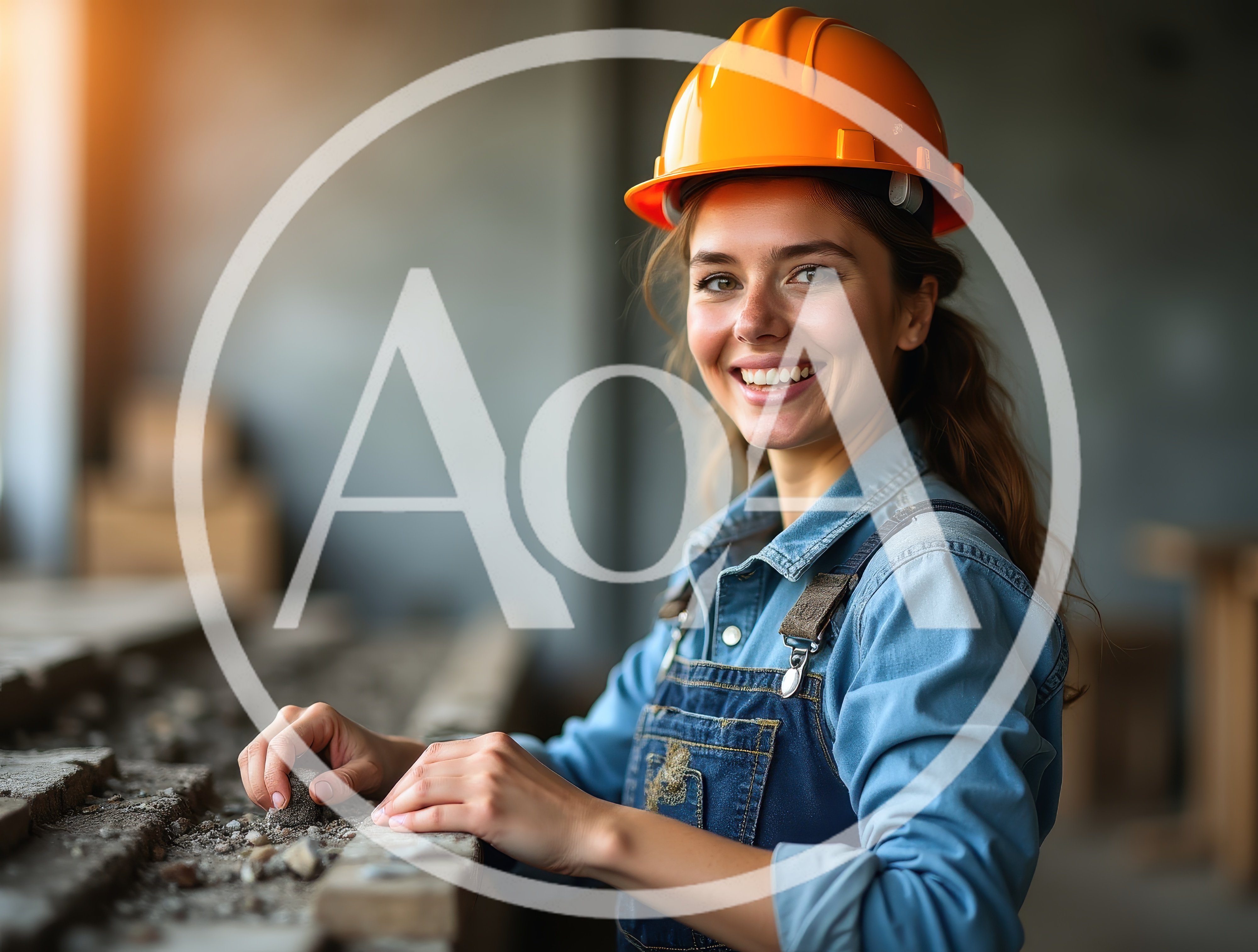 Smiling Female Construction Worker Examining Building Materials