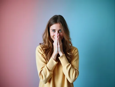 Young Woman Covering Her Mouth With Hands