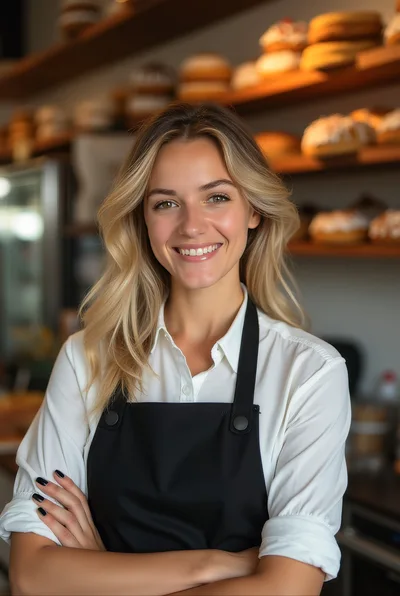 Smiling Female Baker Standing In A Bakery