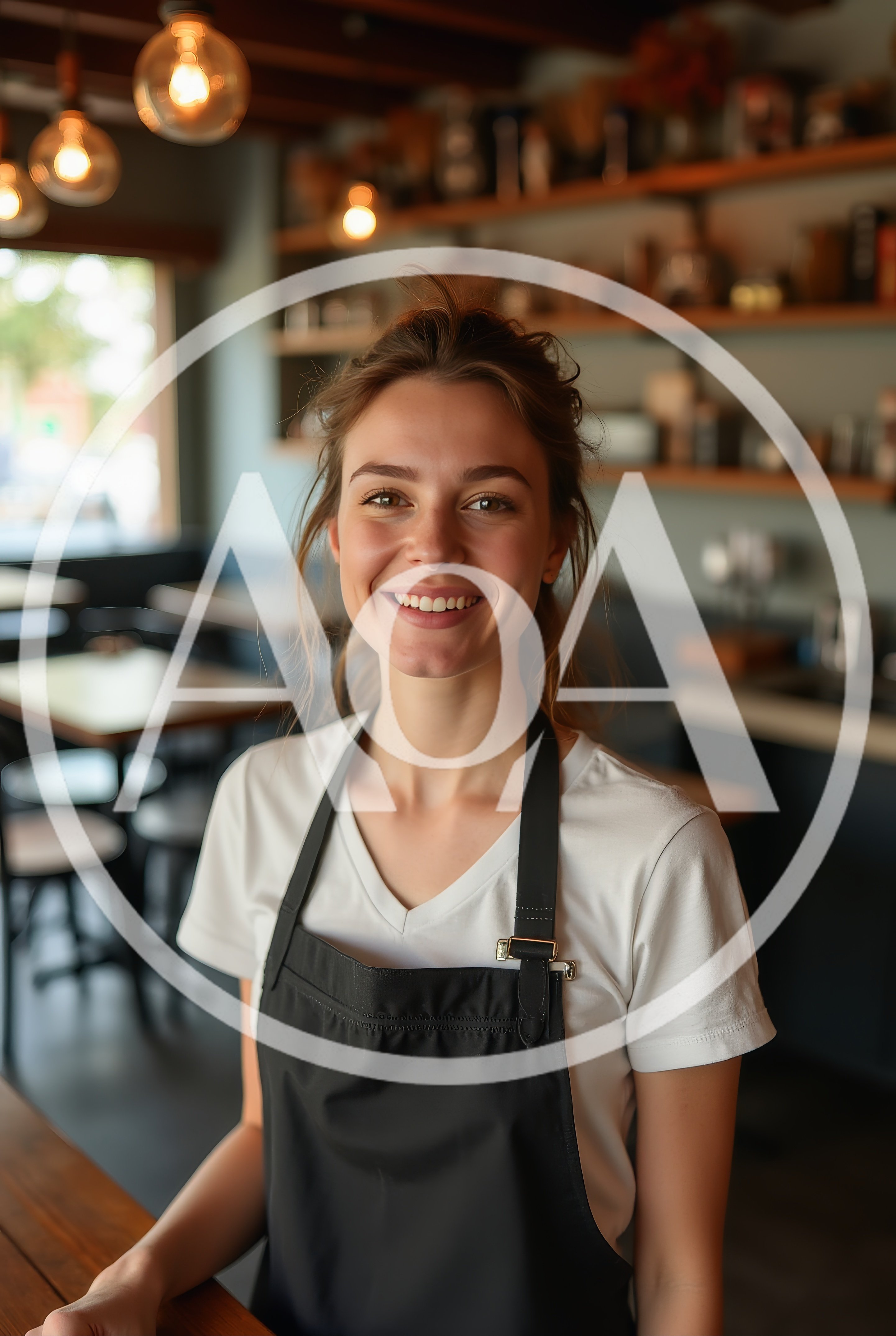 Friendly Female Barista Smiling In A Cozy Coffee Shop