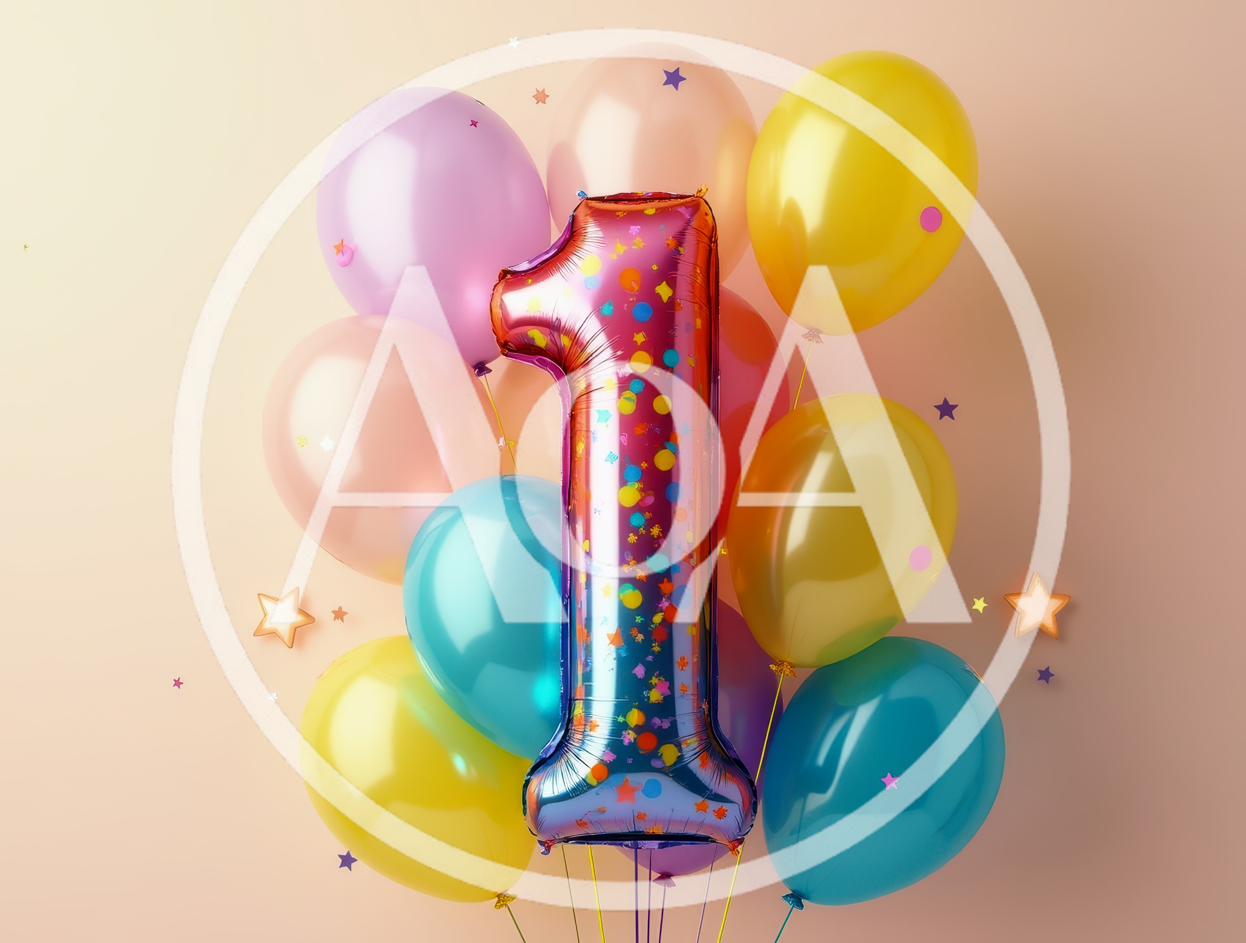Number One Balloon With Colorful Party Balloons