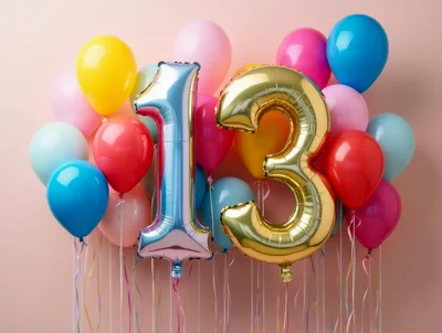 Thirteenth Birthday Celebration Balloons With Number Thirteen