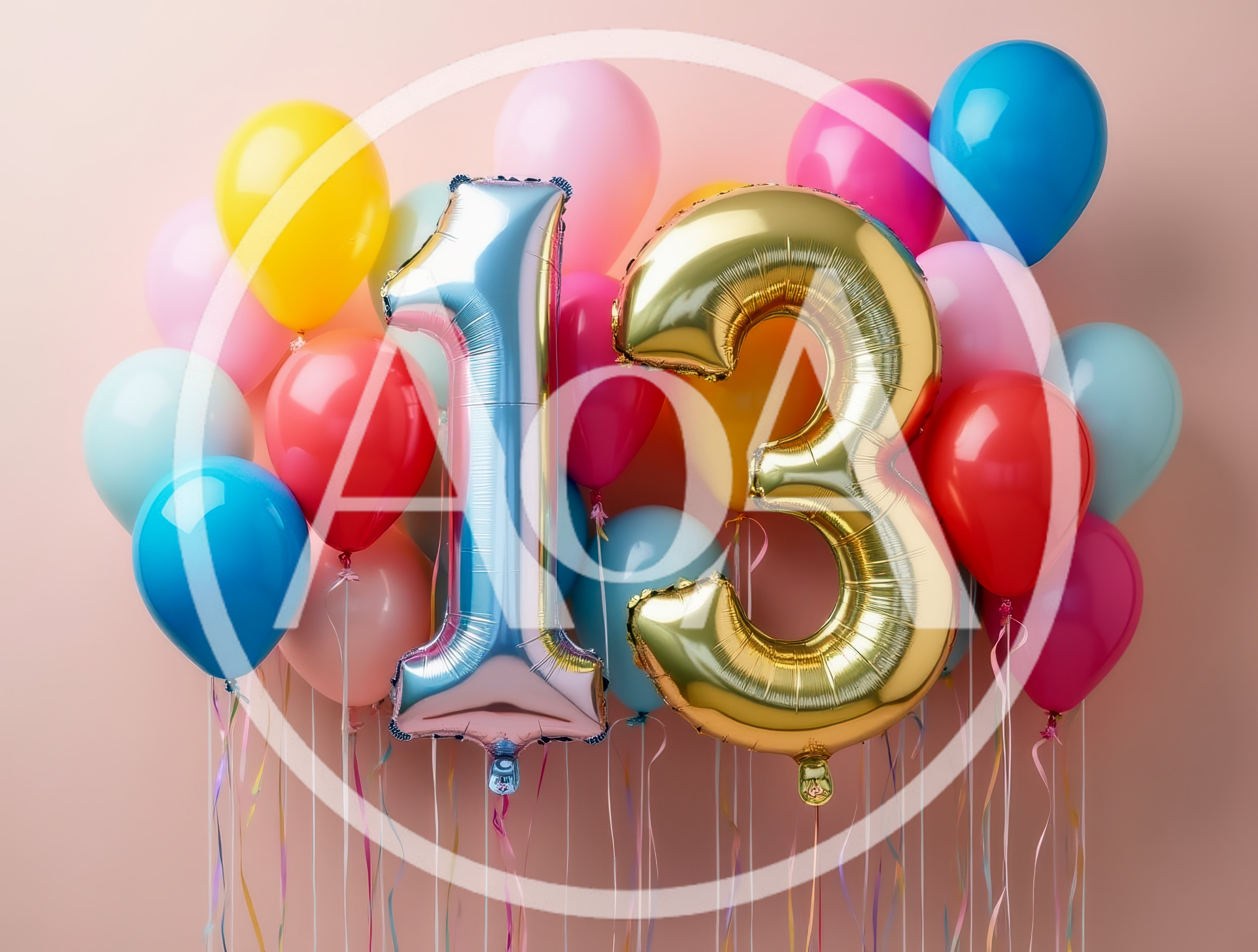 Thirteenth Birthday Celebration Balloons With Number Thirteen